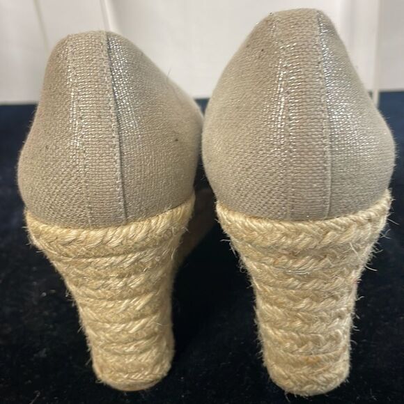 J Crew Tan Metallic Straw Wedges Shoes - Picture 5 of 6